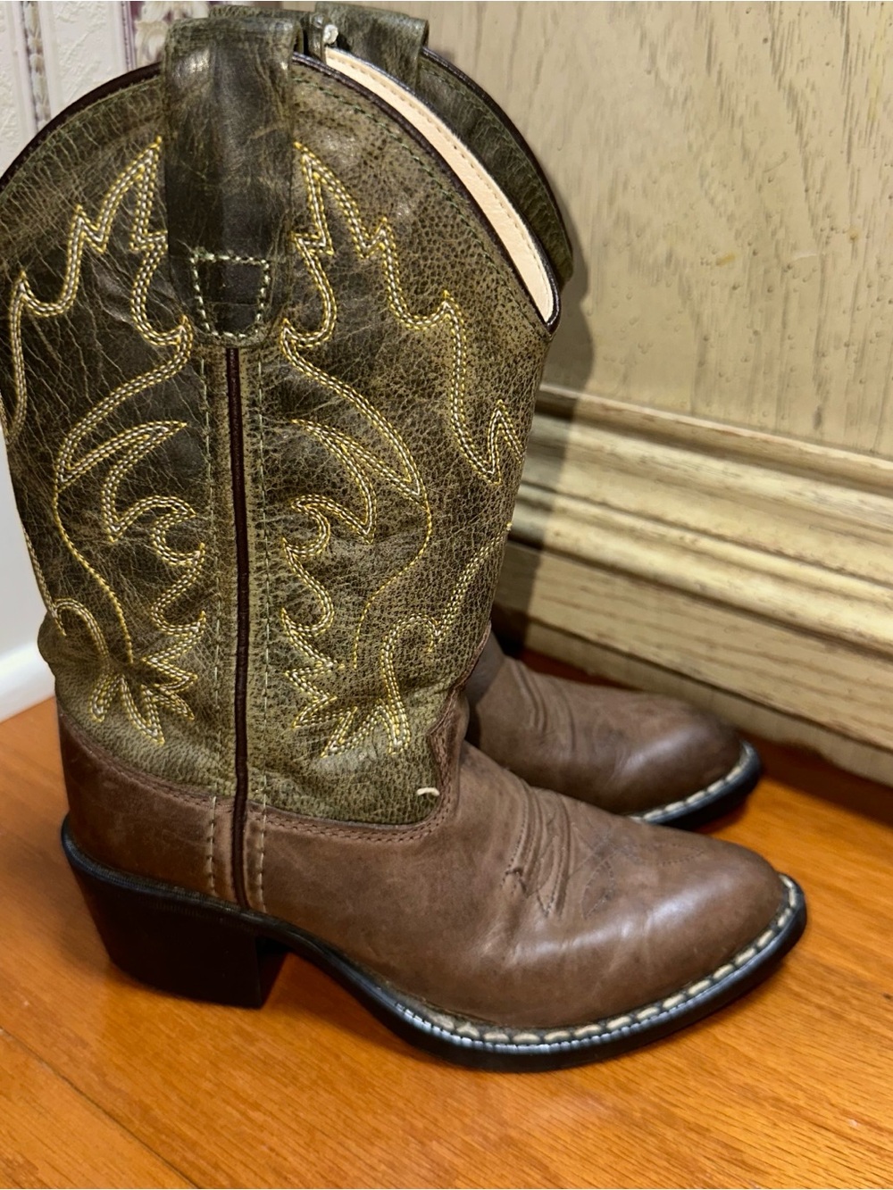 Old West Kids Brown Tan Cowboy Boots